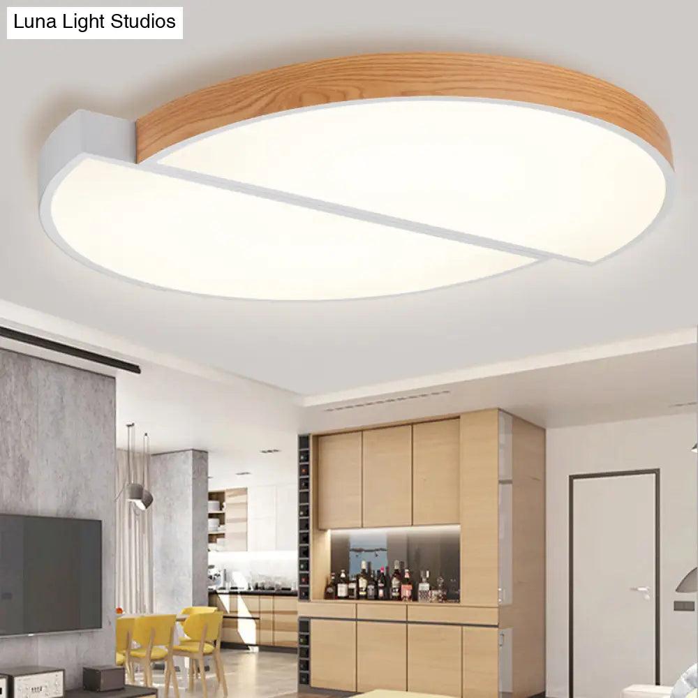 DecorBites™ DecorBites™ Contemporary Wood White LED Circle Flush Mount Lamp - 20.5" and 33" Diameter