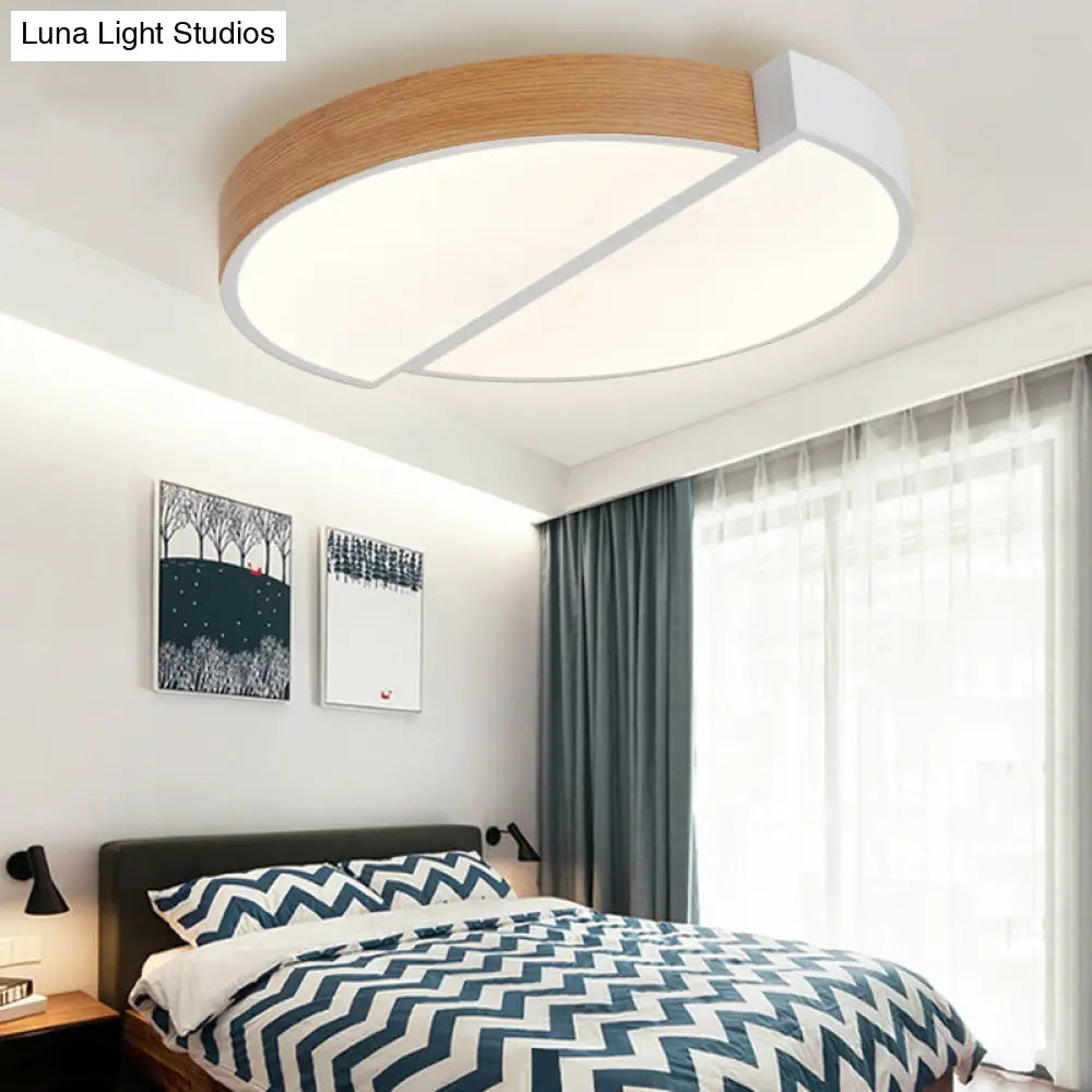 DecorBites™ DecorBites™ Contemporary Wood White LED Circle Flush Mount Lamp - 20.5" and 33" Diameter
