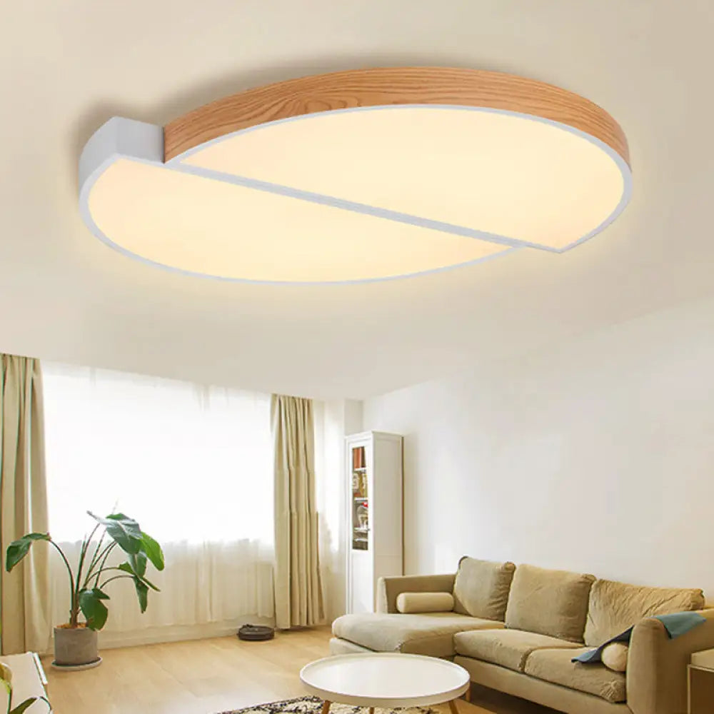 DecorBites™ DecorBites™ Contemporary Wood White LED Circle Flush Mount Lamp - 20.5" and 33" Diameter