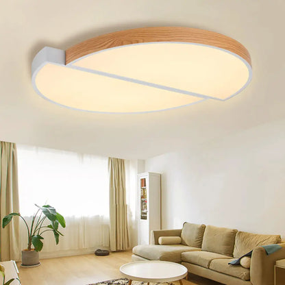 DecorBites™ DecorBites™ Contemporary Wood White LED Circle Flush Mount Lamp - 20.5" and 33" Diameter