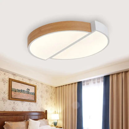 DecorBites™ DecorBites™ Contemporary Wood White LED Circle Flush Mount Lamp - 20.5" and 33" Diameter