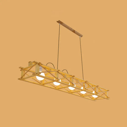 ديكوربايتس™ مصباح معلق خشبي معاصر باللون البيج - مصباح جزيرة مستطيل الشكل للمطاعم