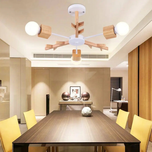 Lámpara de techo colgante contemporánea de ramas de madera para sala de estar