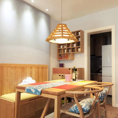 Lámpara de techo colgante contemporánea de madera con pantalla de cristal color crema - Lámpara colgante de comedor de una bombilla