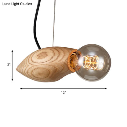 Contemporary Wooden Pendant Light Fixture - Open Bulb Restaurant Hanging Light