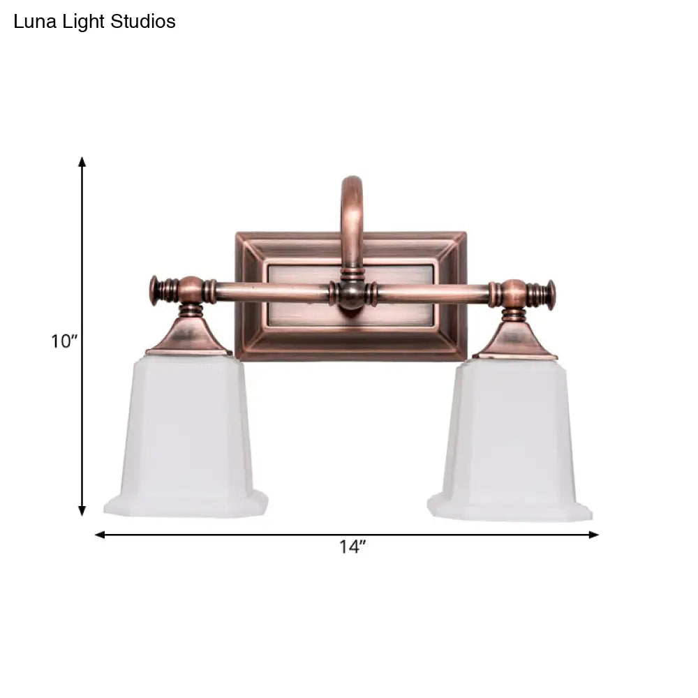 مصباح زينة نحاسي برأسين/ثلاثة رؤوس، إضاءة جدارية زجاجية عاجية تقليدية للحمام مع ذراع ملتوية