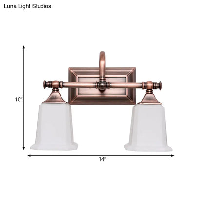 مصباح زينة نحاسي برأسين/ثلاثة رؤوس، إضاءة جدارية زجاجية عاجية تقليدية للحمام مع ذراع ملتوية