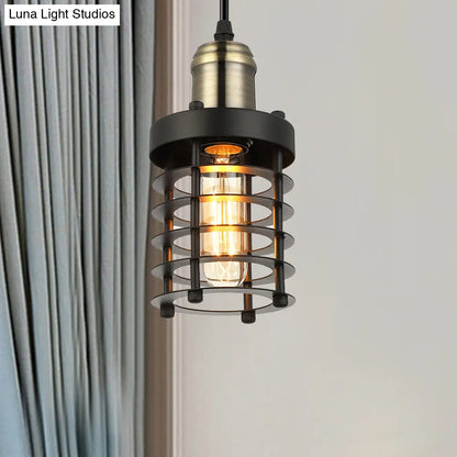 Copper/Aged Brass Ceiling Lamp with Retro Industrial Look & Wire Cage Shade