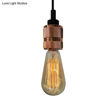 Copper/Black Industrial Pendant Light with Adjustable Cord and Exposed Bulb - Perfect for Restaurants