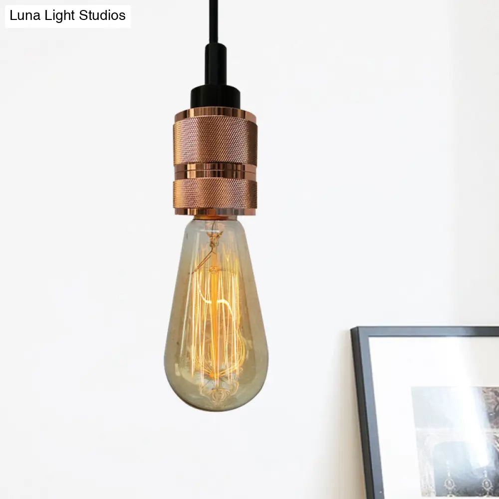 Copper/Black Industrial Pendant Light with Adjustable Cord and Exposed Bulb - Perfect for Restaurants