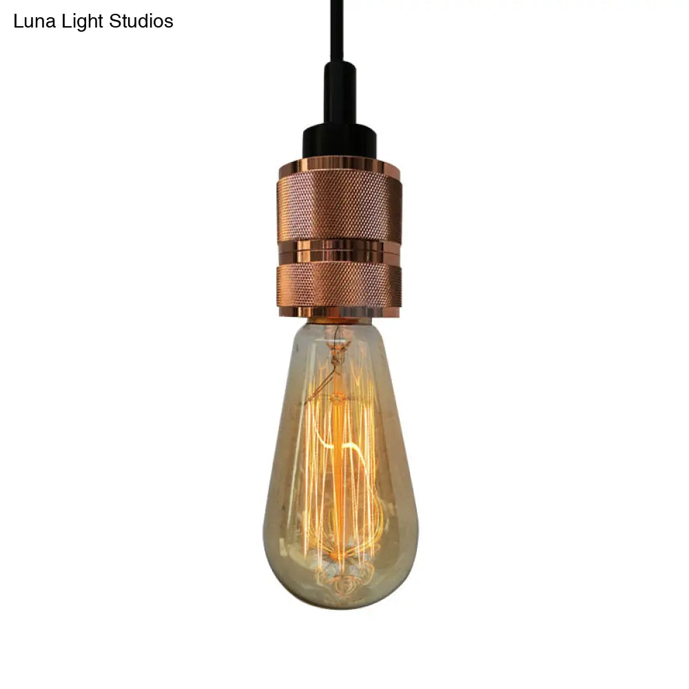 Copper/Black Industrial Pendant Light with Adjustable Cord and Exposed Bulb - Perfect for Restaurants