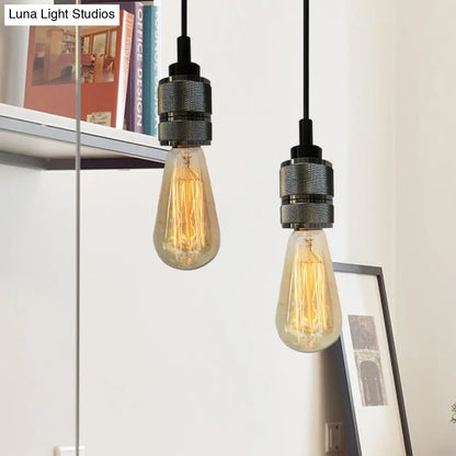 Copper/Black Industrial Pendant Light with Adjustable Cord and Exposed Bulb - Perfect for Restaurants