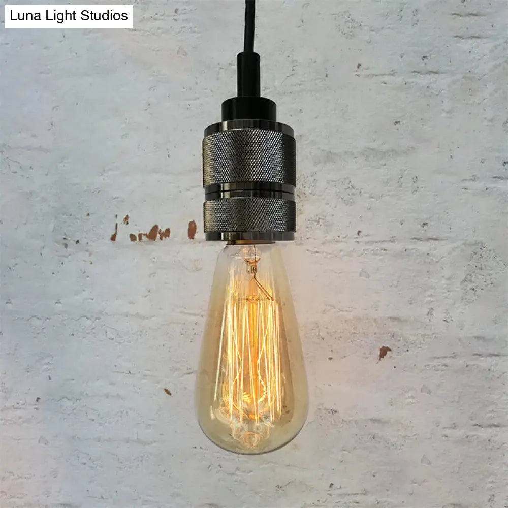 Copper/Black Industrial Pendant Light with Adjustable Cord and Exposed Bulb - Perfect for Restaurants