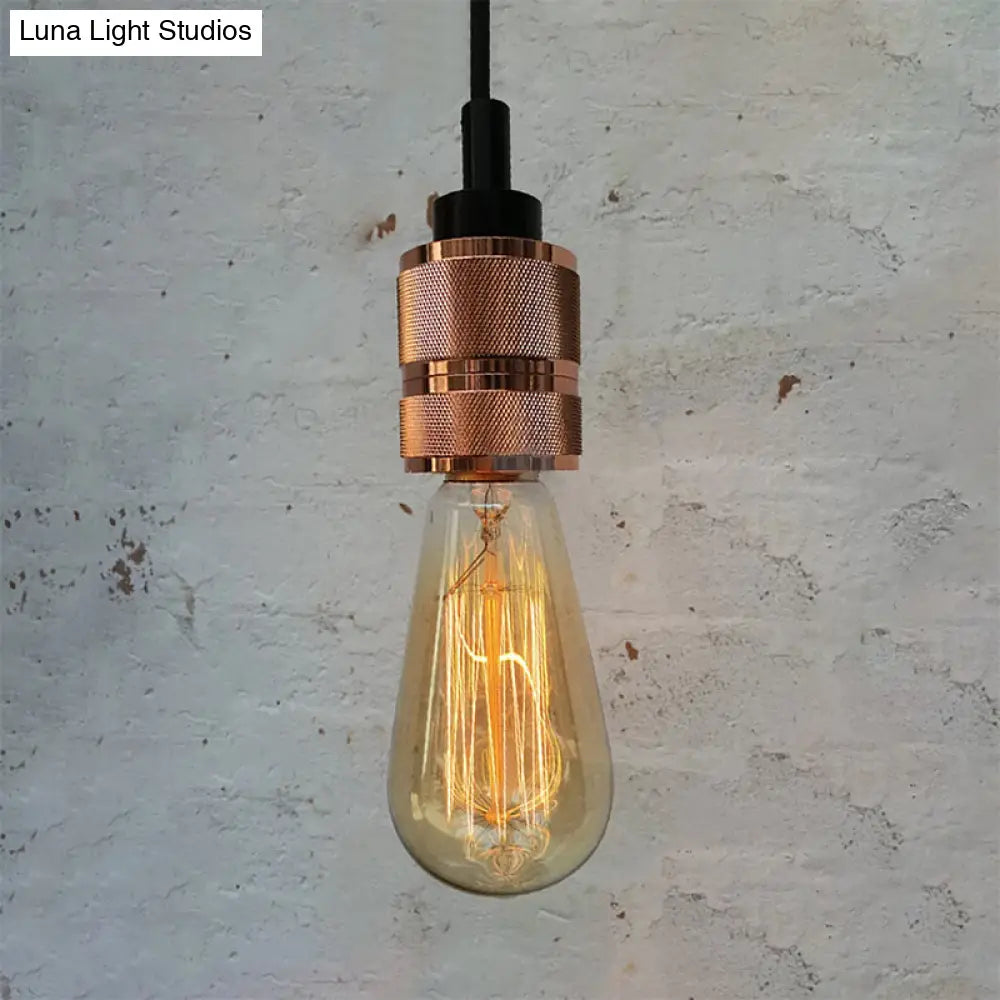 Copper/Black Industrial Pendant Light with Adjustable Cord and Exposed Bulb - Perfect for Restaurants