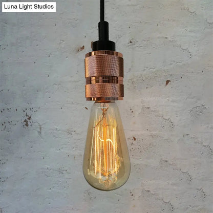 Copper/Black Industrial Pendant Light with Adjustable Cord and Exposed Bulb - Perfect for Restaurants