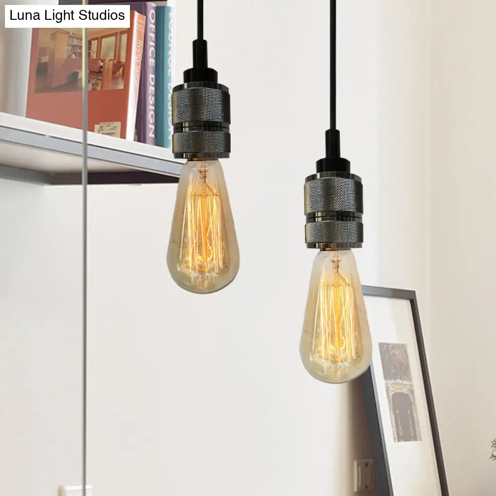 Copper/Black Industrial Pendant Light with Adjustable Cord and Exposed Bulb - Perfect for Restaurants