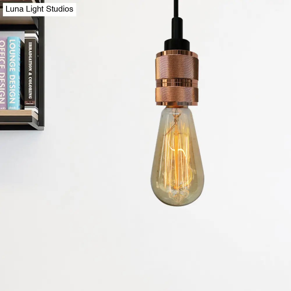 Copper/Black Industrial Pendant Light with Adjustable Cord and Exposed Bulb - Perfect for Restaurants