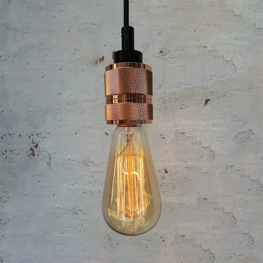 Copper/Black Industrial Pendant Light with Adjustable Cord and Exposed Bulb - Perfect for Restaurants