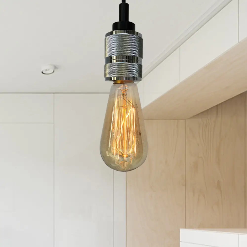 Copper/Black Industrial Pendant Light with Adjustable Cord and Exposed Bulb - Perfect for Restaurants