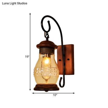 مصباح حائط على شكل زجاجة نحاسية مع زجاج بني صناعي - مصباح حائط لغرفة النوم