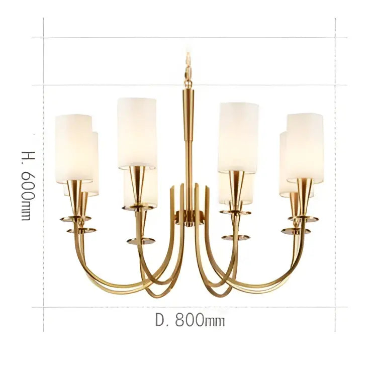 Decorbites copper ceiling chandelier with gold-toned six frosted glass shades and central vertical stem for living room decor
