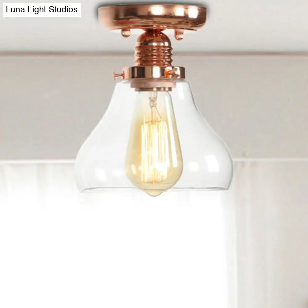 Lámpara de techo semiempotrada DecorBites™ de cobre con pantalla de globo de cristal transparente - Estilo industrial