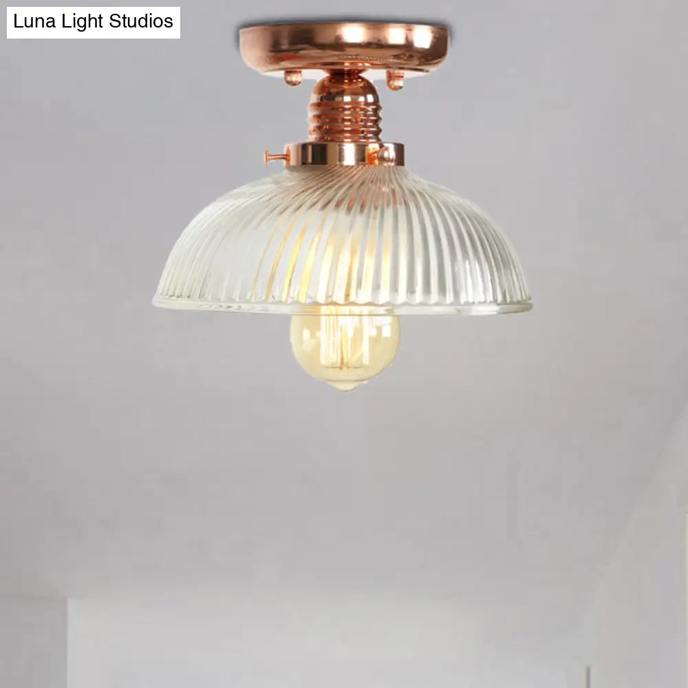 Lámpara de techo semiempotrada DecorBites™ de cobre con pantalla de globo de cristal transparente - Estilo industrial