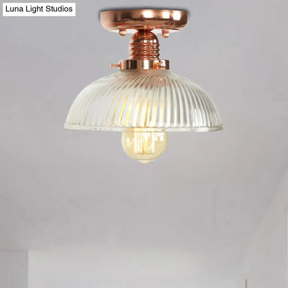 Lámpara de techo semiempotrada DecorBites™ de cobre con pantalla de globo de cristal transparente - Estilo industrial