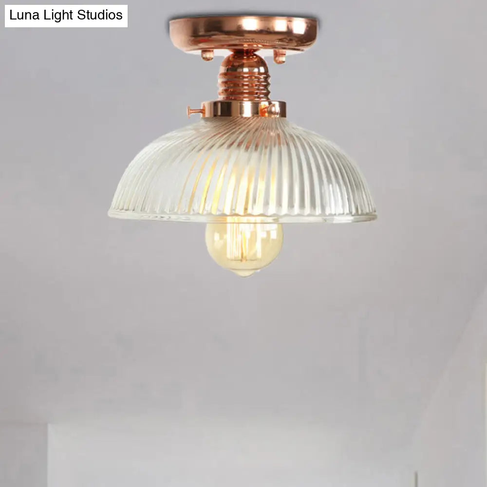 Lámpara de techo semiempotrada DecorBites™ de cobre con pantalla de globo de cristal transparente - Estilo industrial