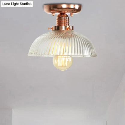 Lámpara de techo semiempotrada DecorBites™ de cobre con pantalla de globo de cristal transparente - Estilo industrial