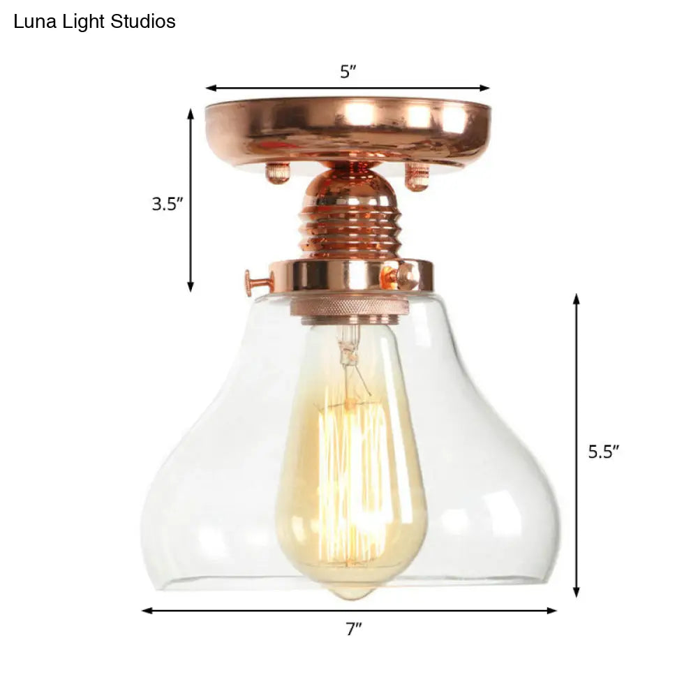 Lámpara de techo semiempotrada DecorBites™ de cobre con pantalla de globo de cristal transparente - Estilo industrial