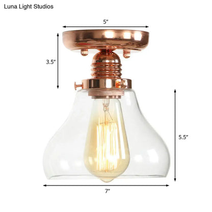 Lámpara de techo semiempotrada DecorBites™ de cobre con pantalla de globo de cristal transparente - Estilo industrial