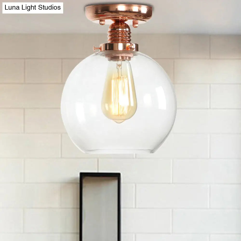 Lámpara de techo semiempotrada DecorBites™ de cobre con pantalla de globo de cristal transparente - Estilo industrial