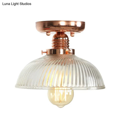 Lámpara de techo semiempotrada DecorBites™ de cobre con pantalla de globo de cristal transparente - Estilo industrial