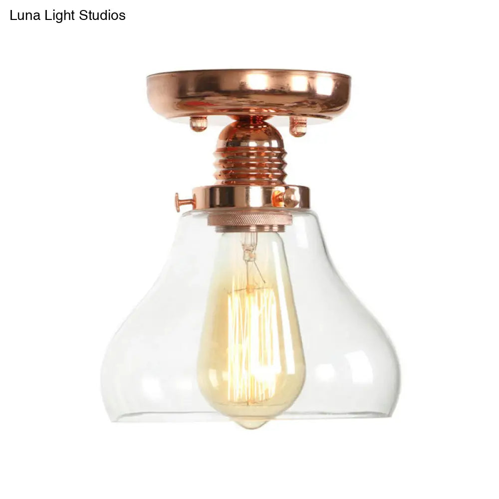 Lámpara de techo semiempotrada DecorBites™ de cobre con pantalla de globo de cristal transparente - Estilo industrial