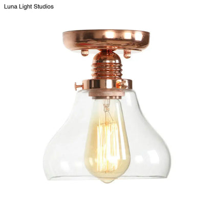 Lámpara de techo semiempotrada DecorBites™ de cobre con pantalla de globo de cristal transparente - Estilo industrial