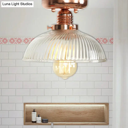 Lámpara de techo semiempotrada DecorBites™ de cobre con pantalla de globo de cristal transparente - Estilo industrial