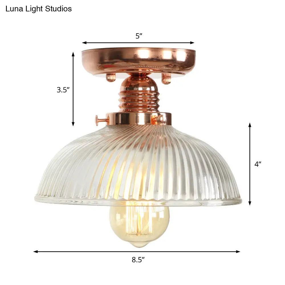 Lámpara de techo semiempotrada DecorBites™ de cobre con pantalla de globo de cristal transparente - Estilo industrial