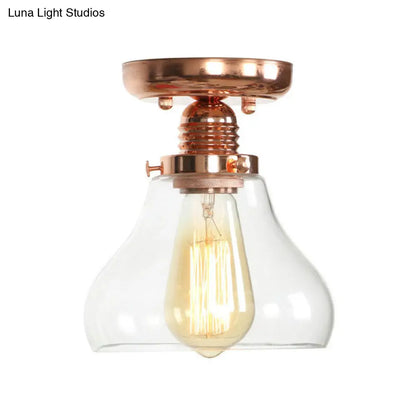 Lámpara de techo semiempotrada DecorBites™ de cobre con pantalla de globo de cristal transparente - Estilo industrial