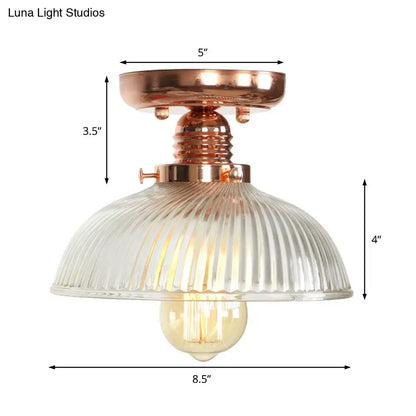 Lámpara de techo semiempotrada DecorBites™ de cobre con pantalla de globo de cristal transparente - Estilo industrial