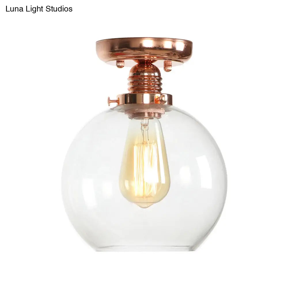 Lámpara de techo semiempotrada DecorBites™ de cobre con pantalla de globo de cristal transparente - Estilo industrial