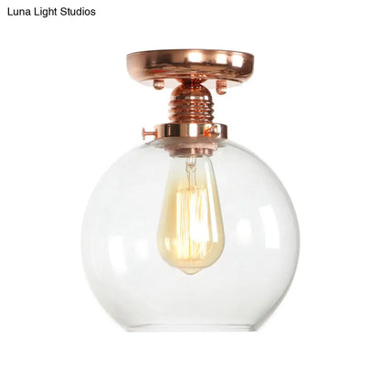 Lámpara de techo semiempotrada DecorBites™ de cobre con pantalla de globo de cristal transparente - Estilo industrial