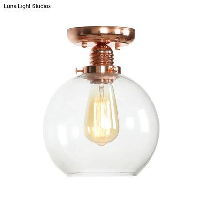 Lámpara de techo semiempotrada DecorBites™ de cobre con pantalla de globo de cristal transparente - Estilo industrial