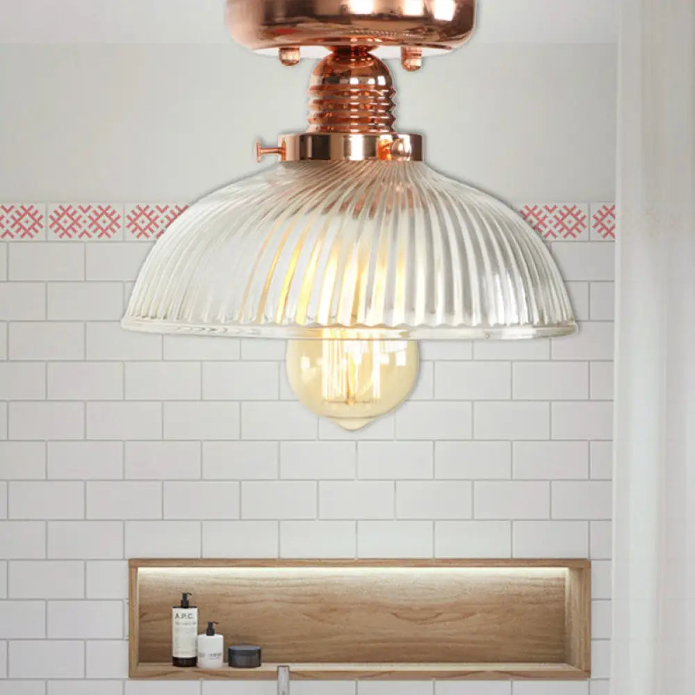 Lámpara de techo semiempotrada DecorBites™ de cobre con pantalla de globo de cristal transparente - Estilo industrial