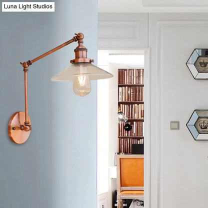 Copper Clear Glass Sconce Light for Rustic Coffee Shop Wall