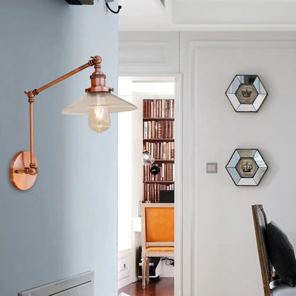 Copper Clear Glass Sconce Light for Rustic Coffee Shop Wall