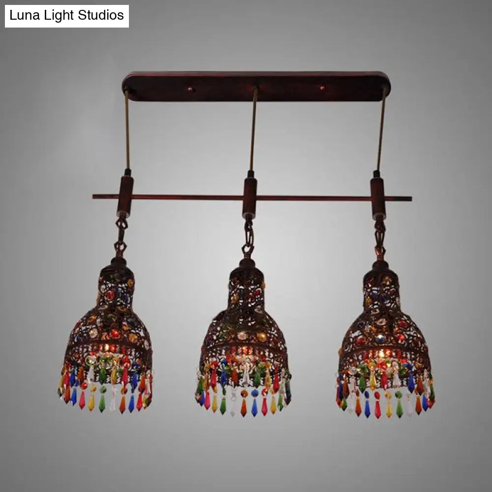 DecorBites™ Copper Cluster Pendant Light with 3 Bulbs for Corridors - Art Deco Barn Style