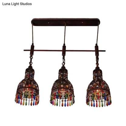 DecorBites™ Copper Cluster Pendant Light with 3 Bulbs for Corridors - Art Deco Barn Style