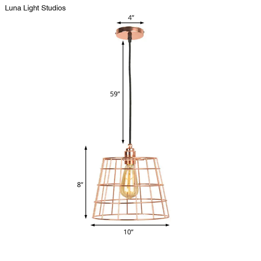 Copper Cone Iron Hanging Light Fixture – 1-Light Industrial Pendant Kit for Living Room