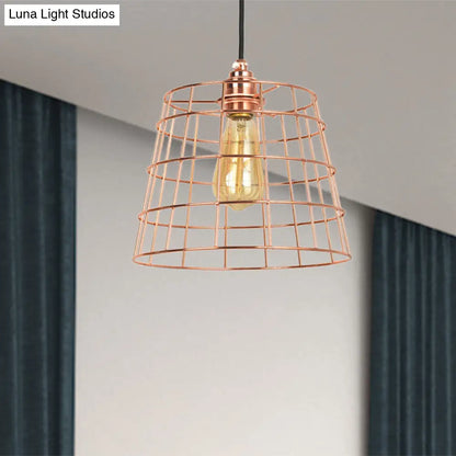 Copper Cone Iron Hanging Light Fixture – 1-Light Industrial Pendant Kit for Living Room